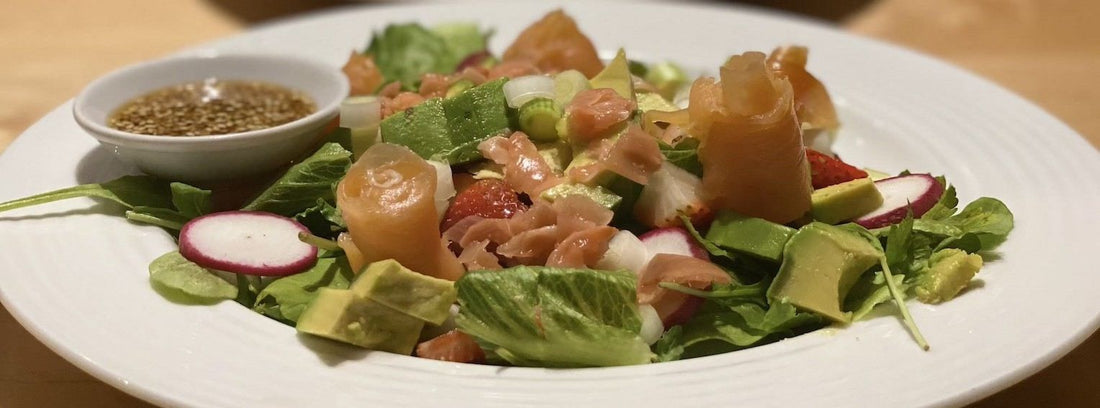 Salmon, Strawberry and Wasabi Salad